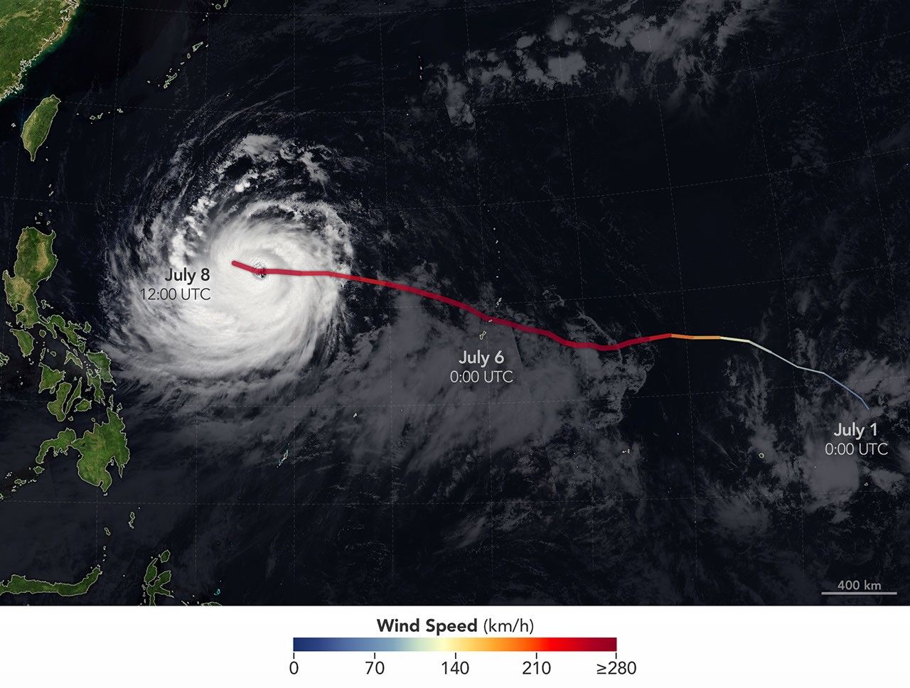 衛星から見た台風(スーパー台風バビ、2026年)