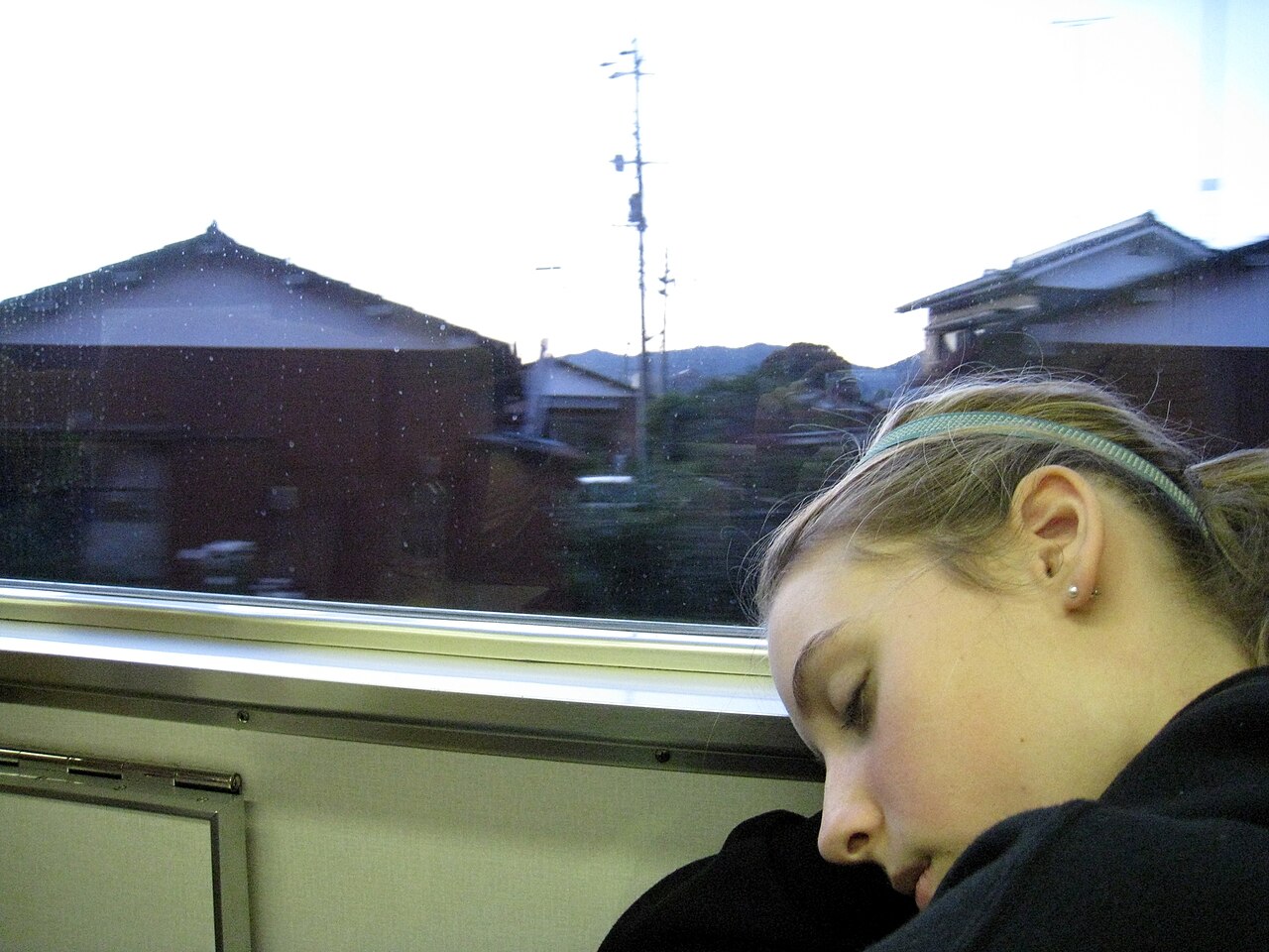 電車内で眠る人物（日本）